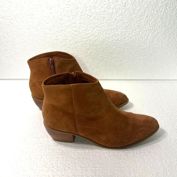 ABLE Chalsea Almond Toe Suede Ankle Western Booties Women's sz. 8 in Cognac - Picture 3 of 7
